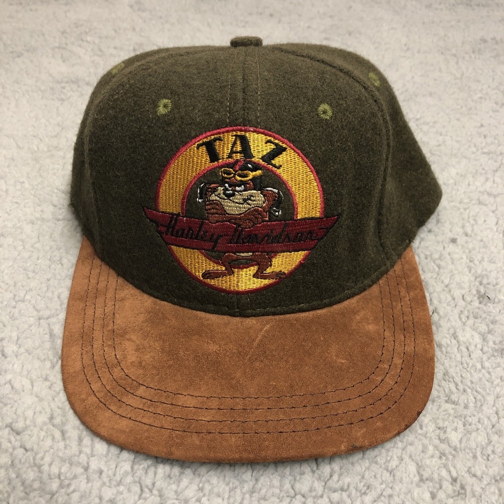 VTG 90's HARLEY-DAVIDSON TAZ DEVIL 1991 WARNER BROS WOOL SUEDE SNAPBACK HAT RARE